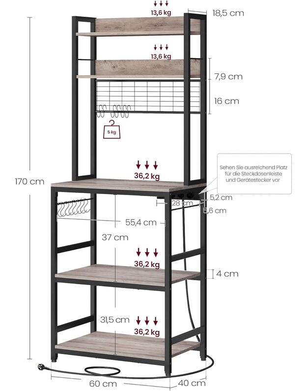 VASAGLE kitchen shelf