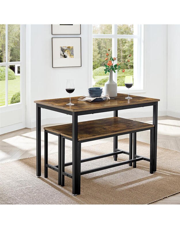 Valgomojo stalas su 2 suolais