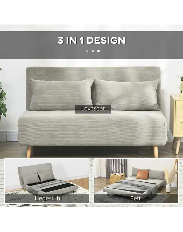 HOMCOM sofa lova 839-902V00GY 6