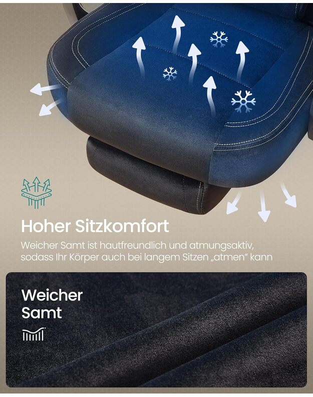 SONGMICS Gaming Chair Office Chair Computer Chair Ergonomic Design With Footrest Adjustable Pillow Lumbar Cushion Load Capacity 150kg Ink Black OBG077B08 3