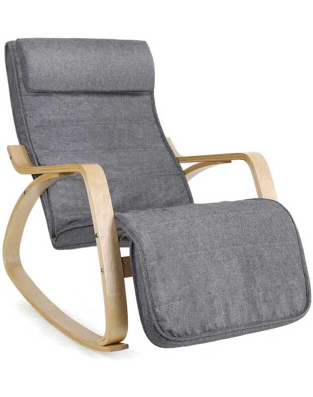 Songmics rocking chair with footrests, gray