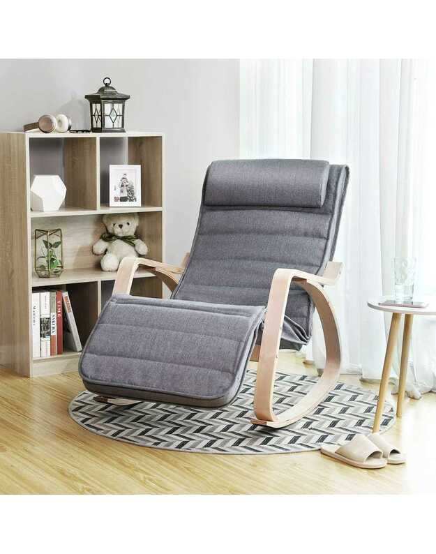 Songmics rocking chair with footrests, gray 3