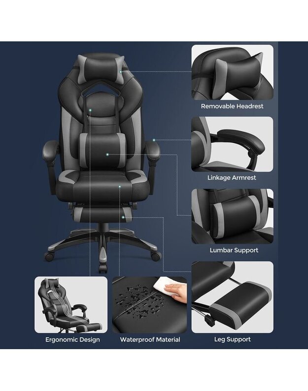 Gaming chair with footrest SONGMICS OBG77BG 2