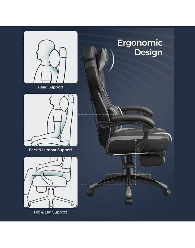 Gaming chair with footrest SONGMICS OBG77BG 6